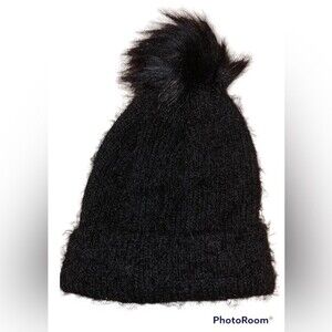 Black Pom Stocking Cap NEW NWT